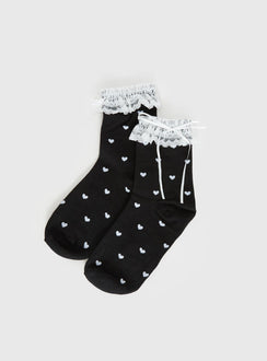 Reminisce Heart Detail Socks Black / White