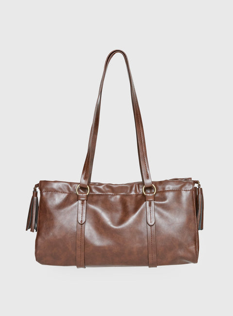 Veneza Ruched Shoulder Bag Brown