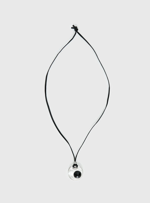 Coastal Chaos Pendant Cord Necklace Silver / Black