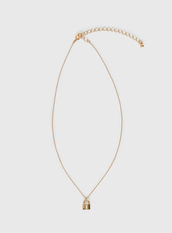 Mallary Lock Pendant Necklace Gold