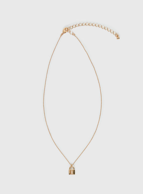 Mallary Lock Pendant Necklace Gold