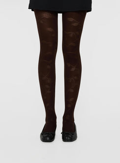Lille Floral Sheer Tights Black