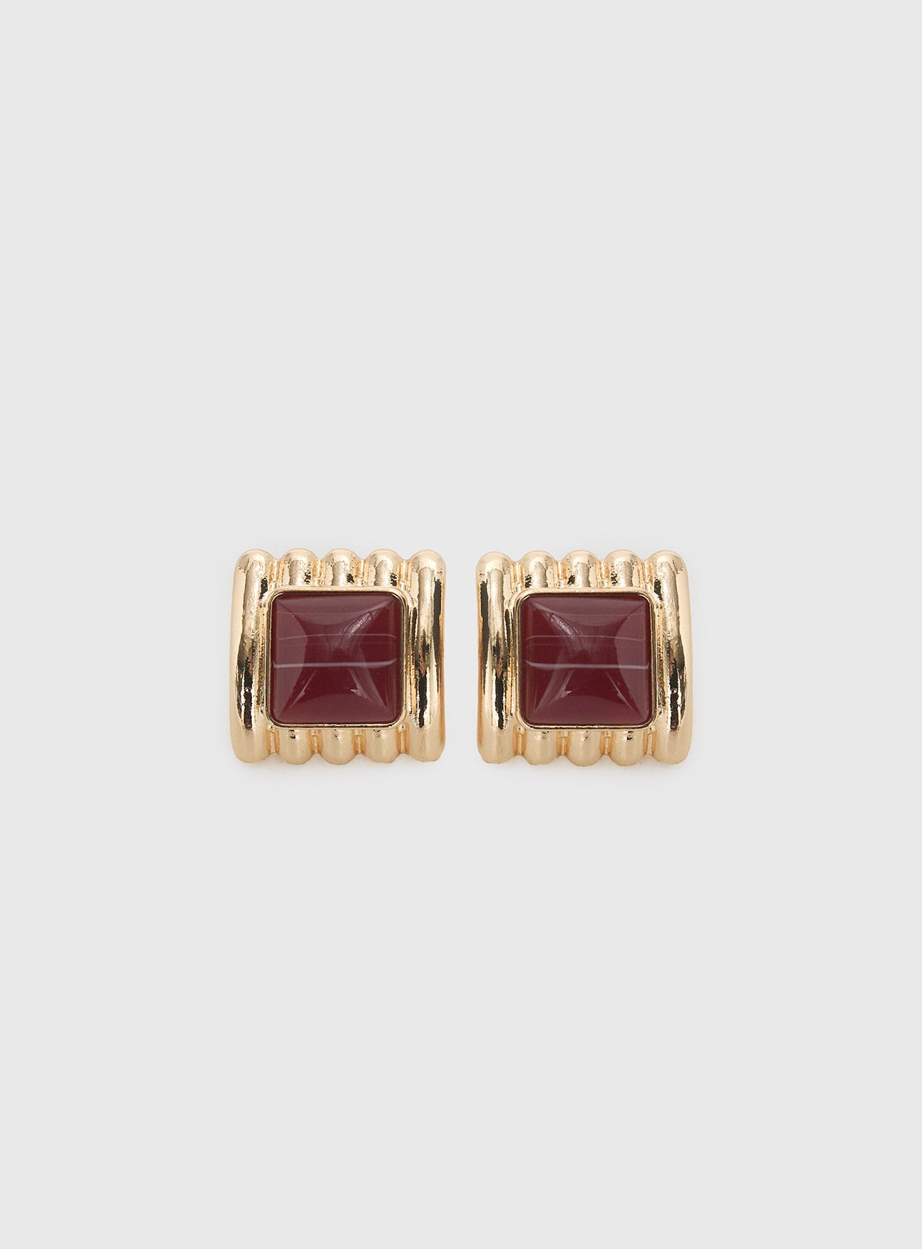 Grant My Wish Square Earrings Gold / Red
