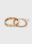Bracelet pack Two bracelets included, gold-toned, lobster clasp fastening