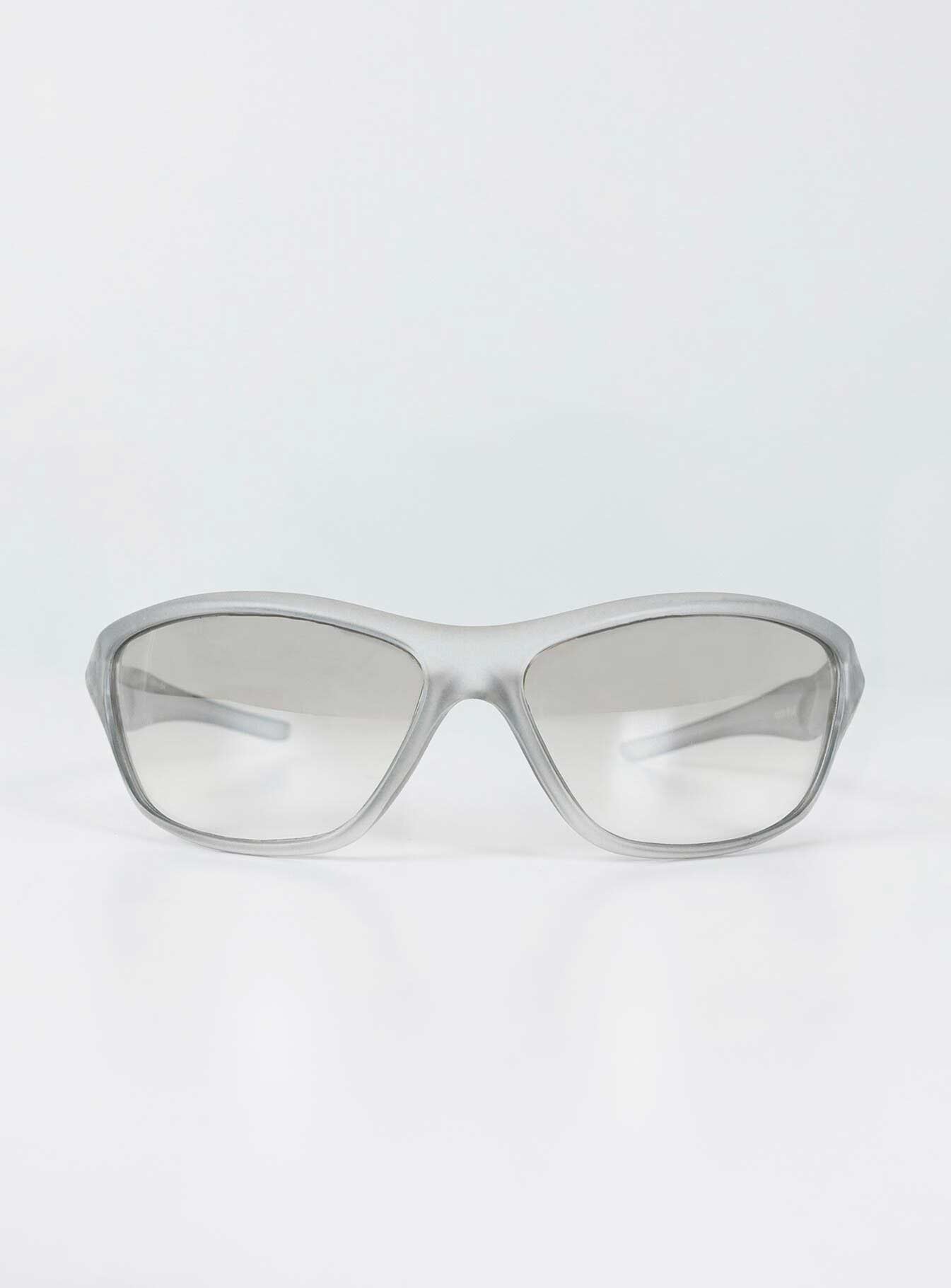Sunglasses Wrap around style  Semi-transparent reflective lenses  Lightweight