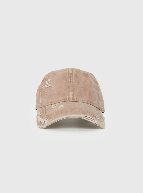 Damonica Distressed Cap Washed Mocha