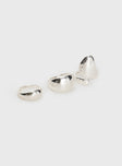 Silver-toned ring pack Pack of three, chunky style, lightweight Princess Polly Lower Impact