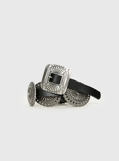 All A Blur Faux Leather Belt Black