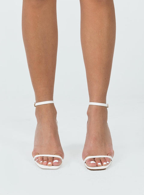 Nightfall Ankle Strap Block Heels Matte White