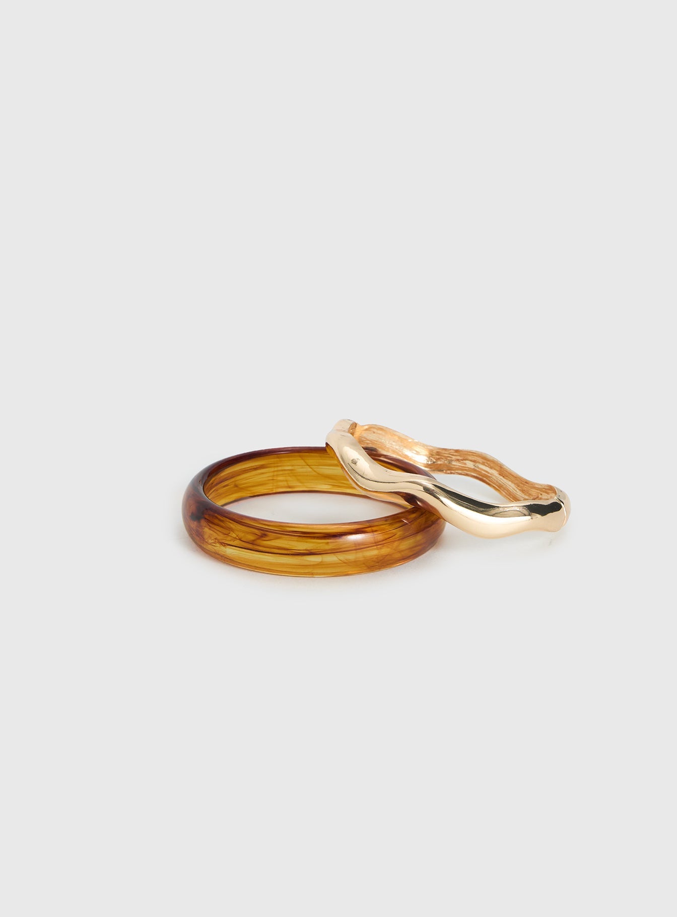 Want Your Love Resin Cuff Set Gold / Brown