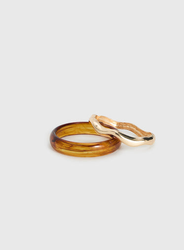 Want Your Love Resin Cuff Set Gold / Brown