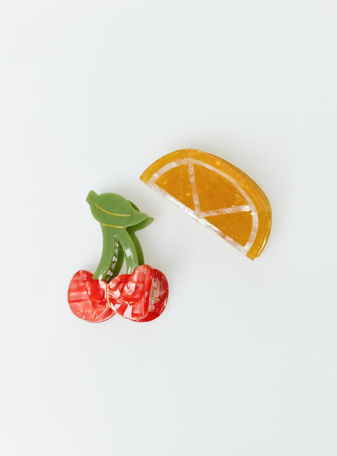 Hair clip Pack of two Fruit design Claw clip style
