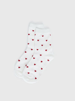 Sweet Heart Socks White / Red