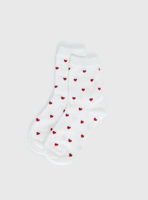 Sweet Heart Socks White / Red