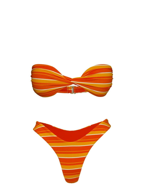 Tamrali Bandeau Bikini Top Orange Stripe