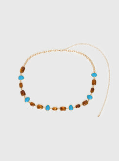 Nuvora Gemstone Chain Belt Gold