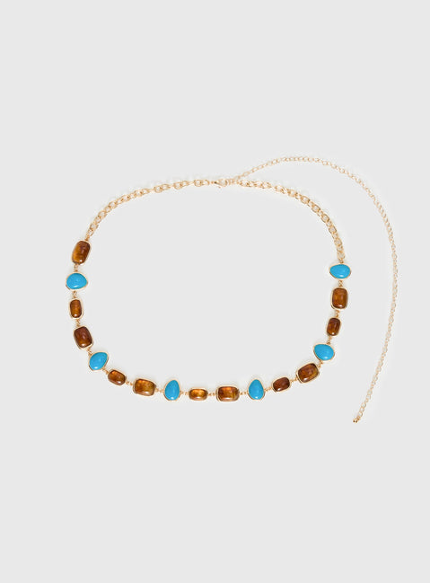 Nuvora Gemstone Chain Belt Gold