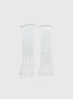 Westie Lace Leg Warmers White
