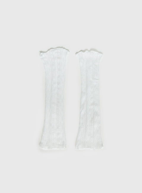 Westie Lace Leg Warmers White