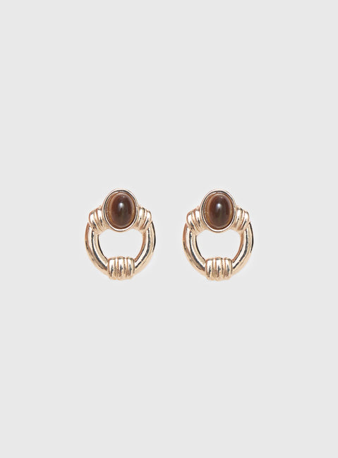 Allyza Gemstone Detail Earrings Gold