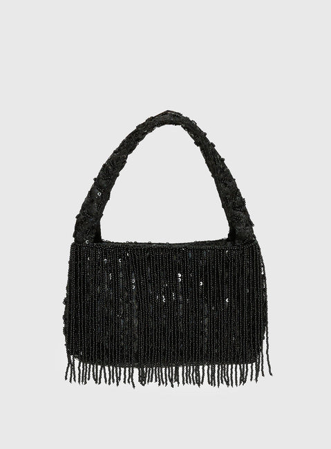 Kiss Goodbye Beaded Tassel Bag Black