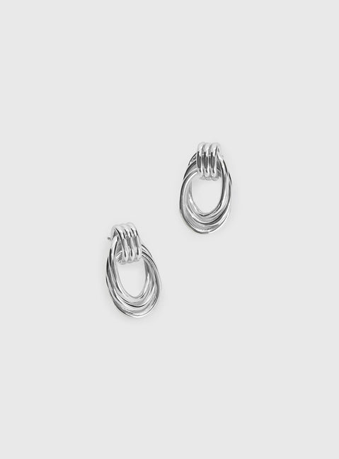 Big Star Linked Earrings Silver