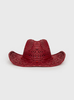 Straw cowboy hat Moulded brim, beaded detail