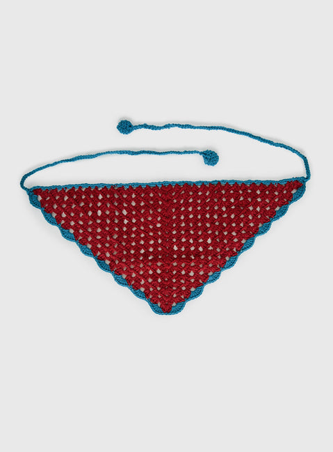 Zeea Knit Hair Scarf Red / Blue