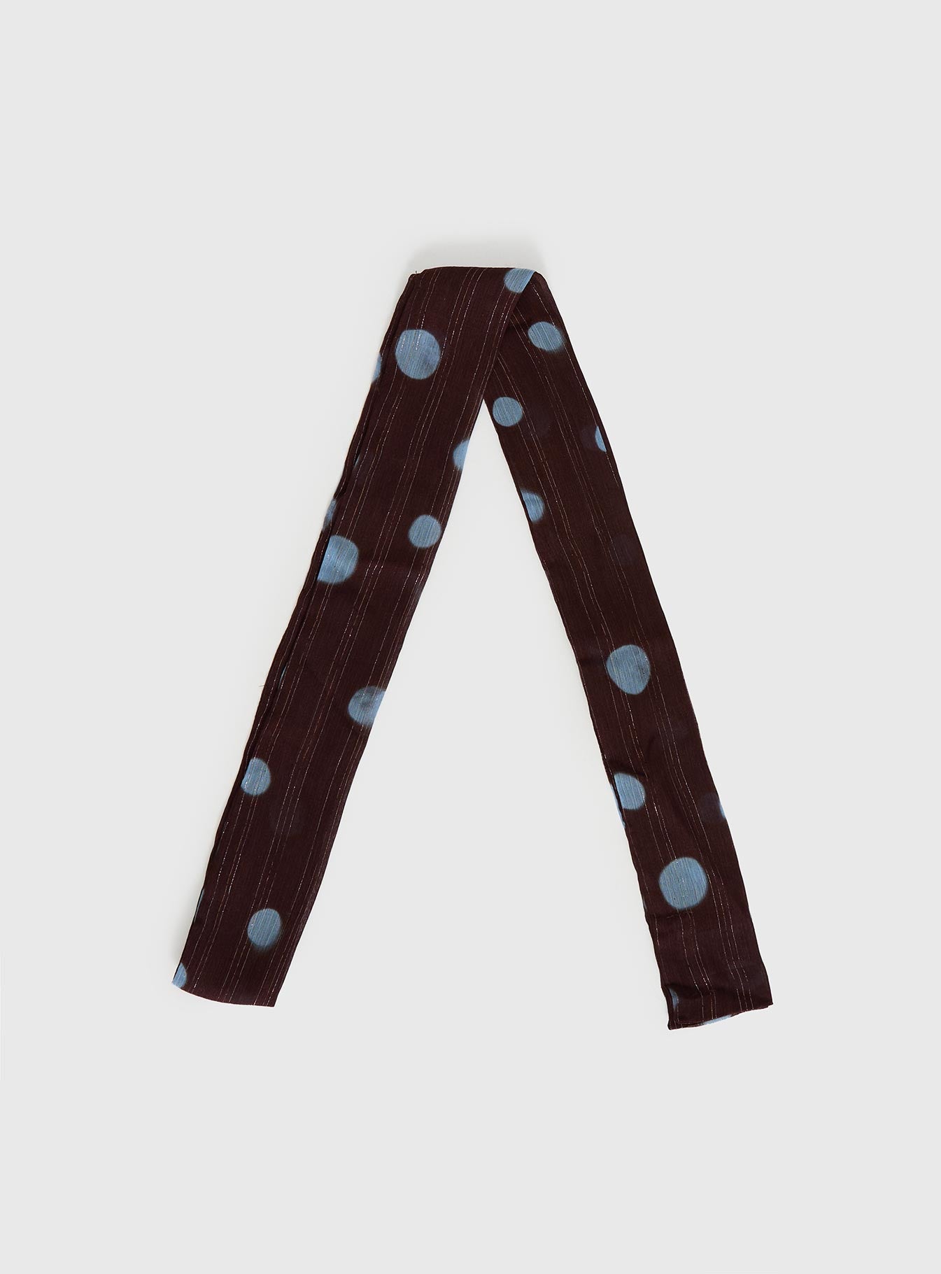 Velveta Skinny Scarf Brown / Blue Polka