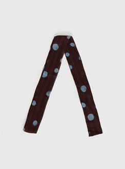 Velveta Skinny Scarf Brown / Blue Polka