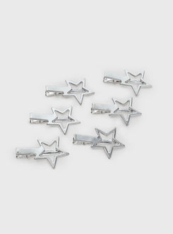 Star Studded Hair Clip Pack Silver