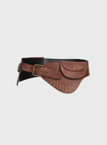 Flourish Faux Leather Belt Brown