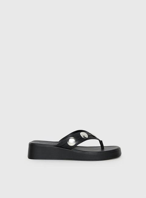 Paislee Stud Detail Sandals Black