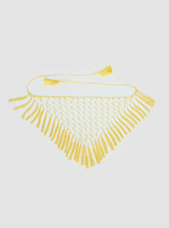 Lynnsey Beaded Tassel Wrap Belt Butter