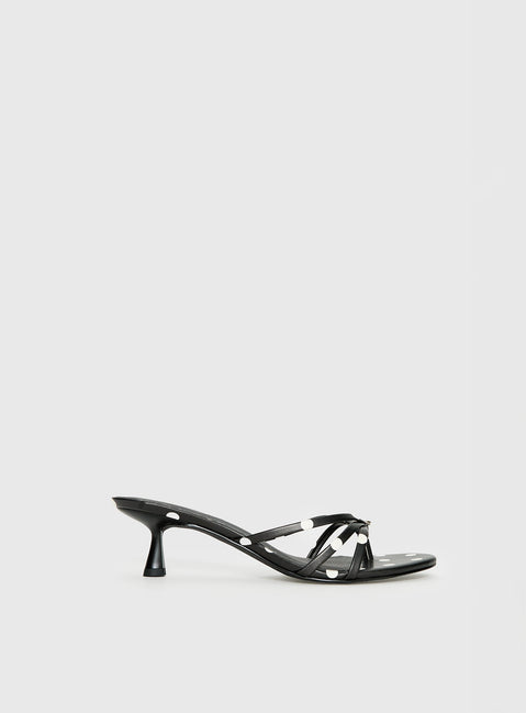 For The Rush Kitten Heels Black Polka