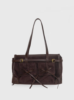 Beaming Bow Detail Shoulder Bag Brown