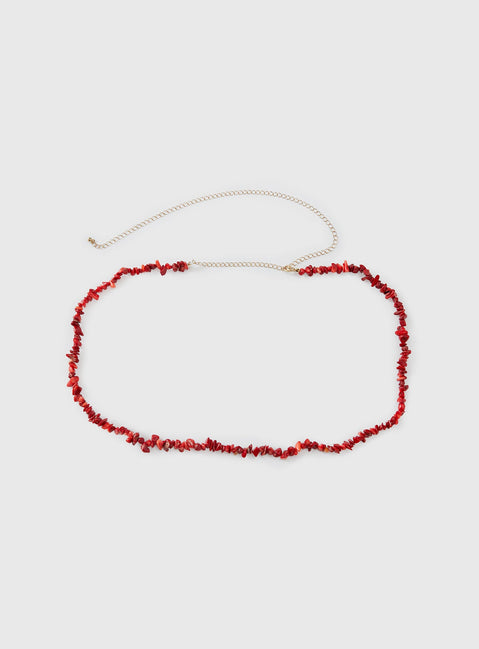 The Vice Beaded Belt Red