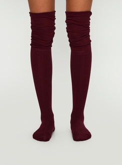 Hollen Knee High Socks Burgundy
