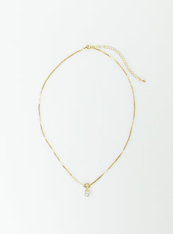 Necklace Gold toned Lobster clasp fastening Pearl drop charm