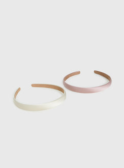 Deia Satin Headband Pack White / Pink