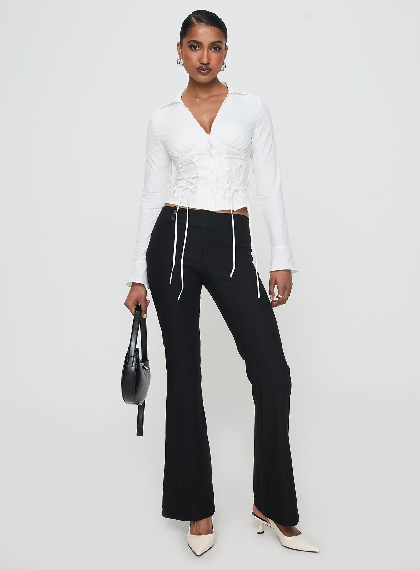 Tied To You Long Sleeve Top White