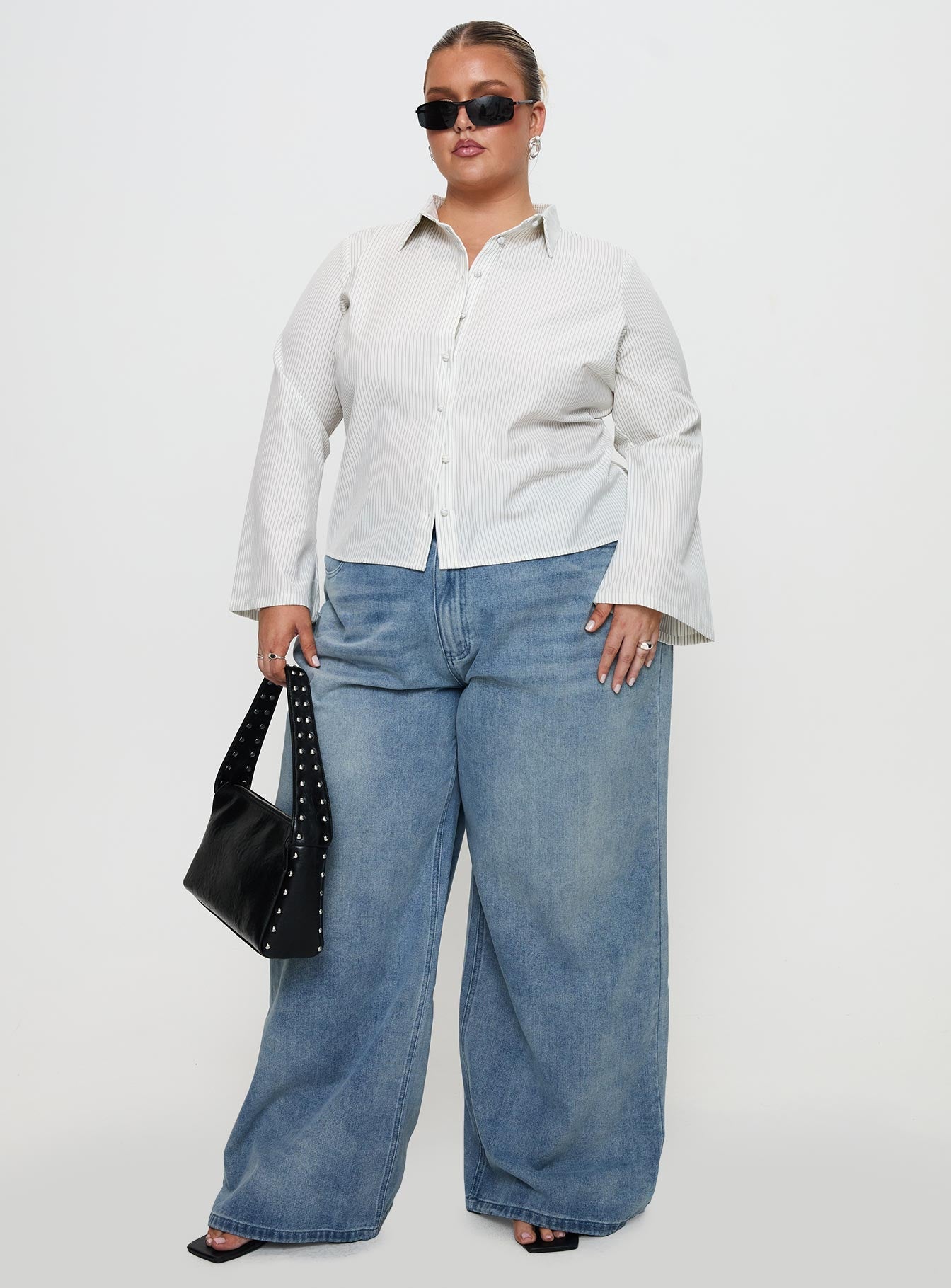 Anni Stripe Shirt Pinstripe White Curve