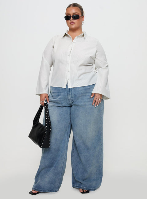 Anni Stripe Shirt Pinstripe White Curve