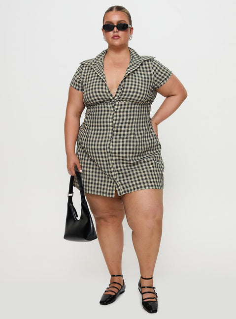 Motley Mini Dress Brown Check Curve
