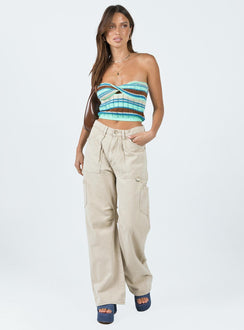 product Princess Polly Sleeveless Square Neck  Erica Strapless Knit Top Blue Multi