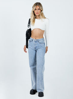 product Princess Polly Full Sleeves Square Neck  Sanders Long Sleeve Top White