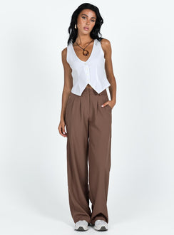 product Princess Polly High Waisted Pants  Archer Pants Brown Lower Impact