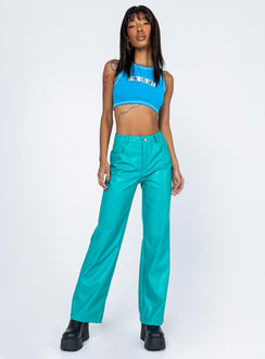 front view of model wearing Princess Polly Whateva Tank Top Blue 