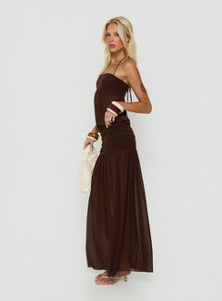 Jesemia Halter Blouson Maxi Dress Chocolate