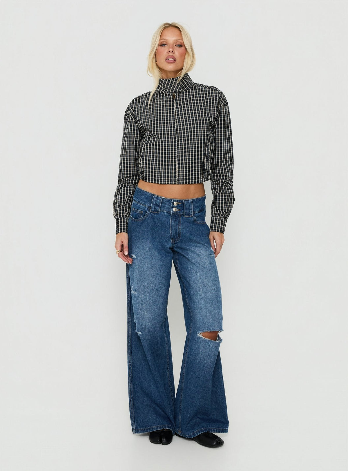 Aura Jacket Navy / Lemon Plaid